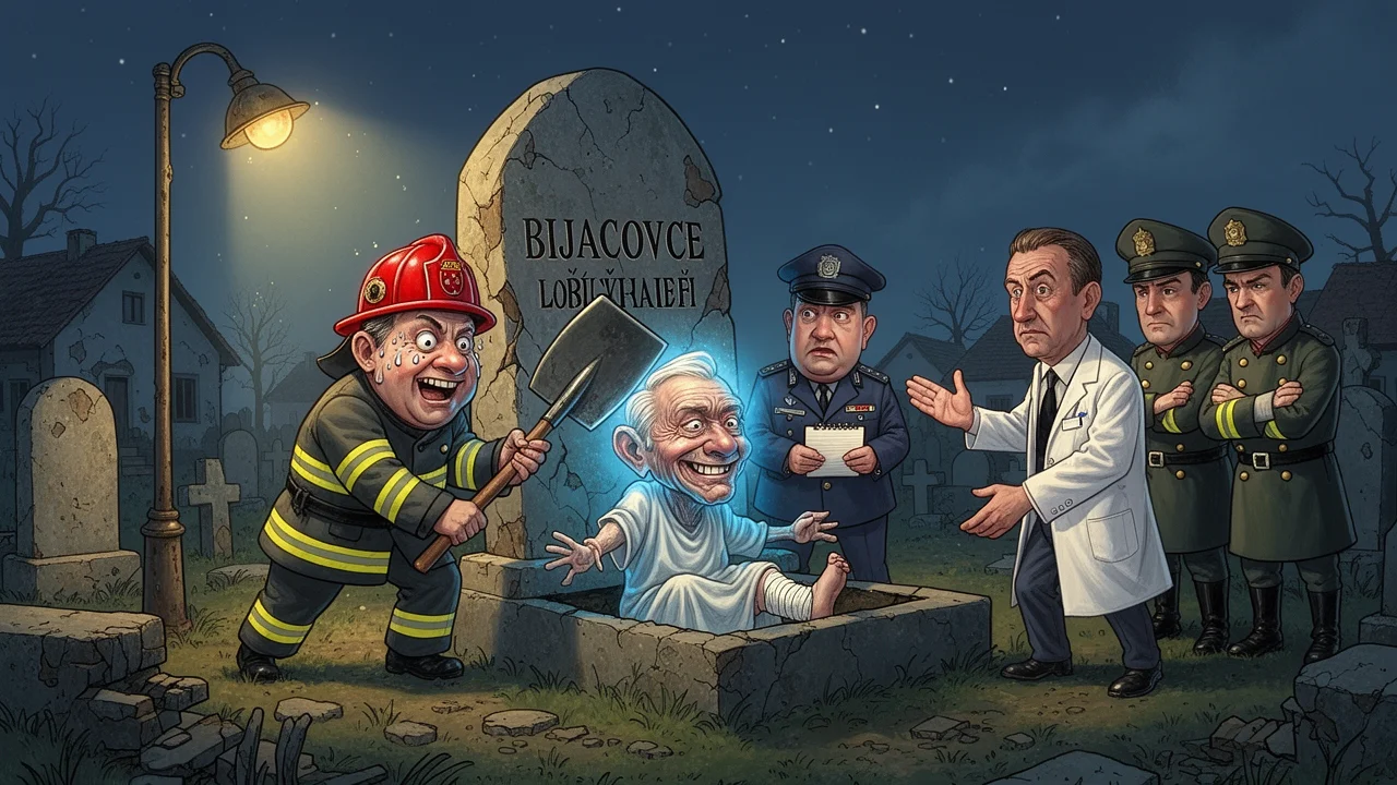 Cover art: Sténání v rakvi a absurdní slovenské drama