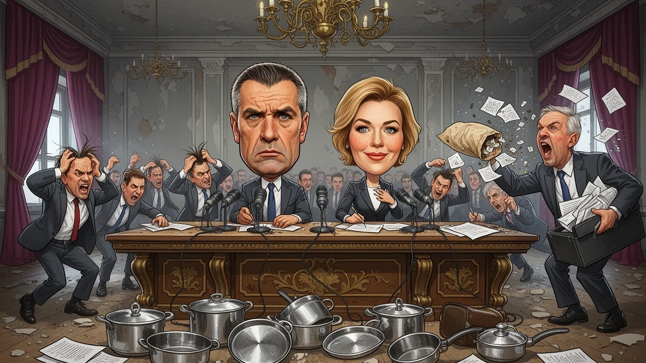 Cover art: Babiš a Tünde prodávají hrnce vládním expertům