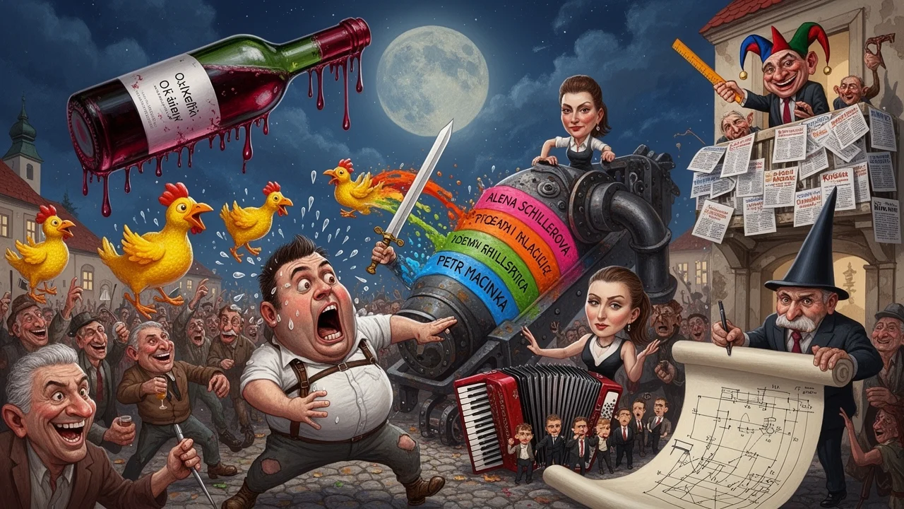 Cover art: Buranství, horké hlavy a velký cirkus pana Macinky