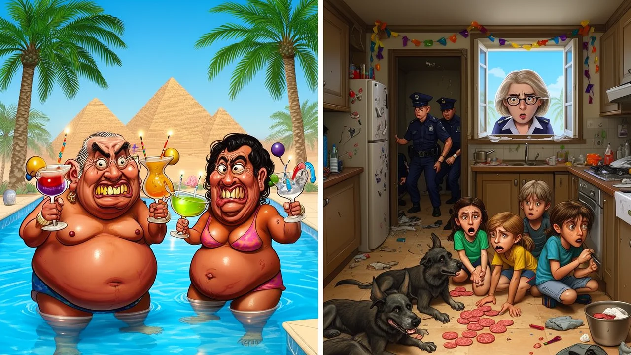 Cover art: Pět dětí, smečka psů a rodiče v Egyptě