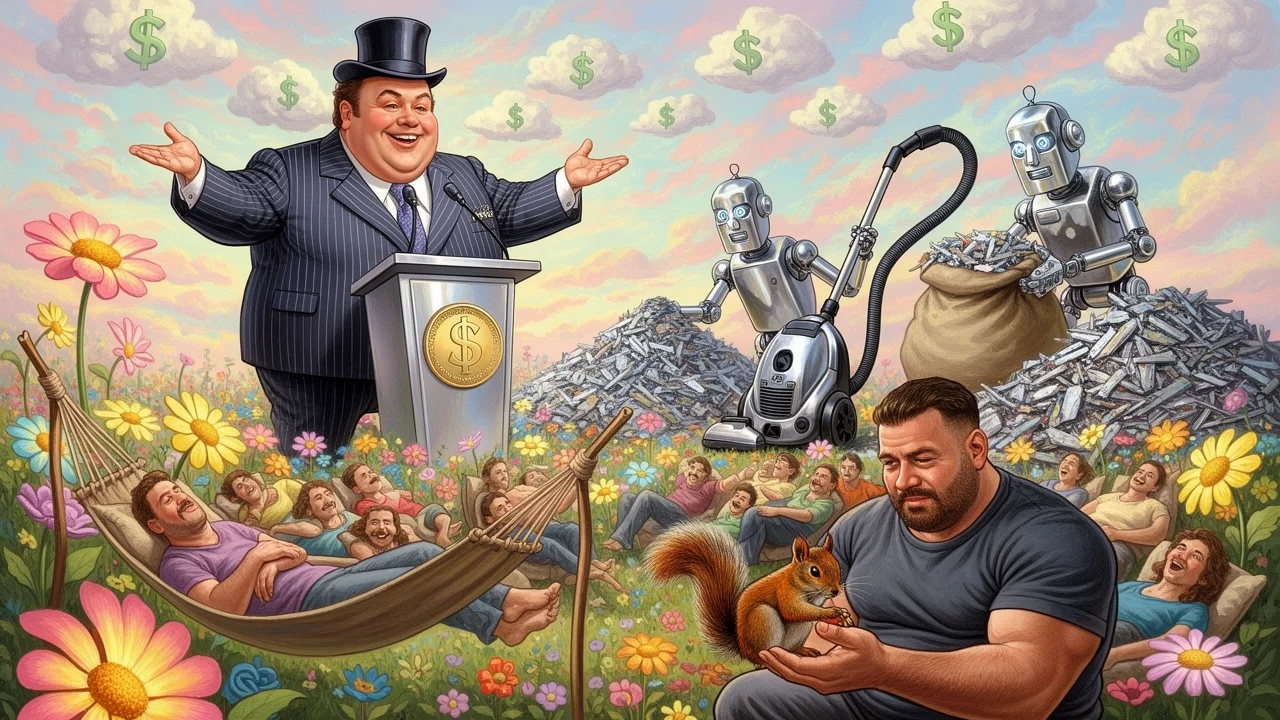 Cover art: Miliardář káže chudým o utopii bez práce