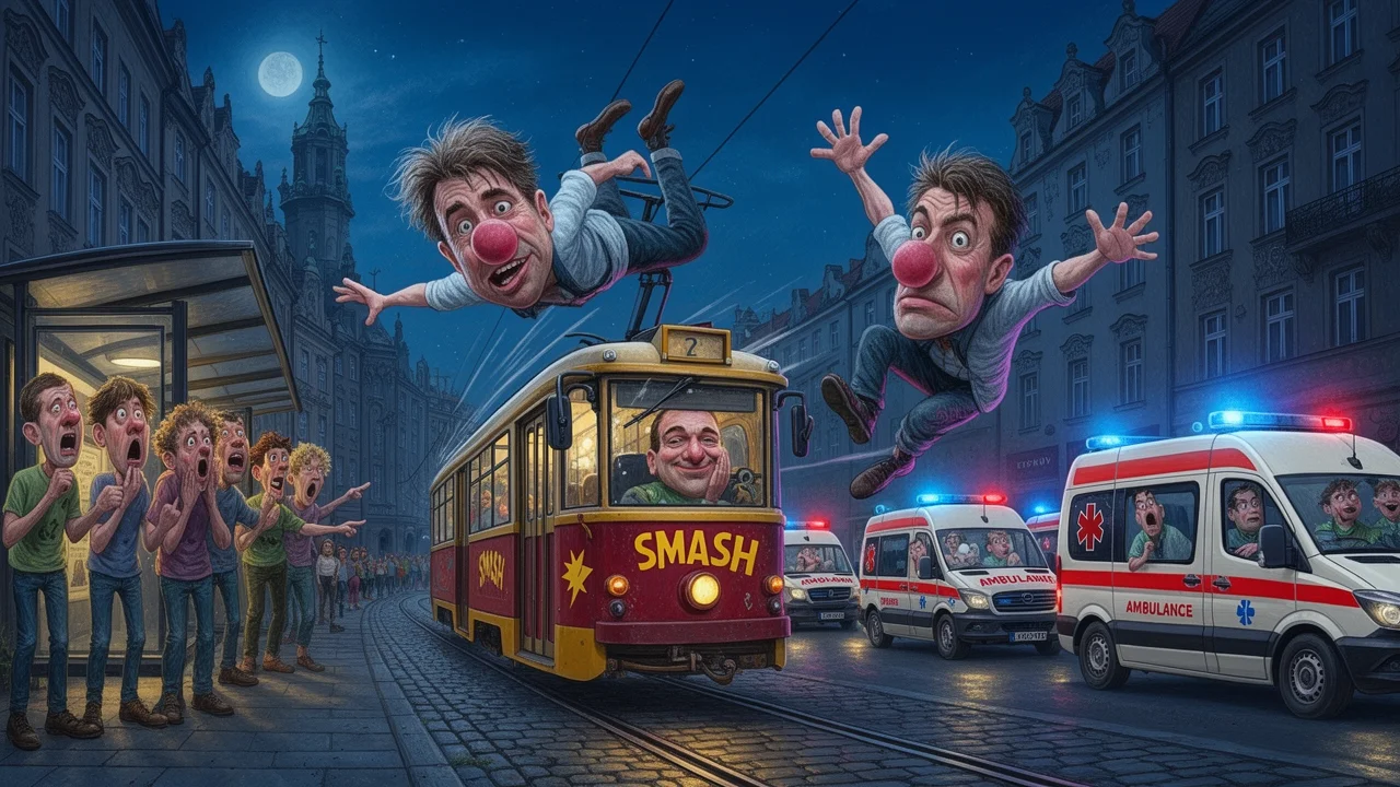 Cover art: Žižkovský slalom dvou opilců pod jedoucí tramvaj