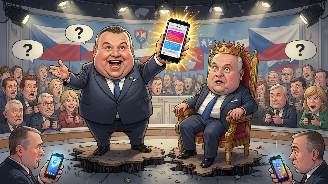 Cover art: Válka mobilních zpráv v politickém cirkuse