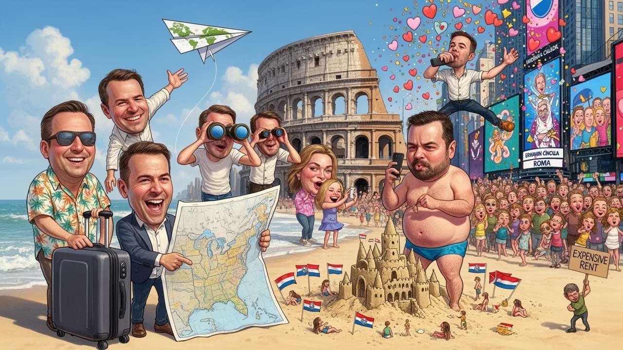 Cover art: Politici balí kufry a lidé počítají drobné
