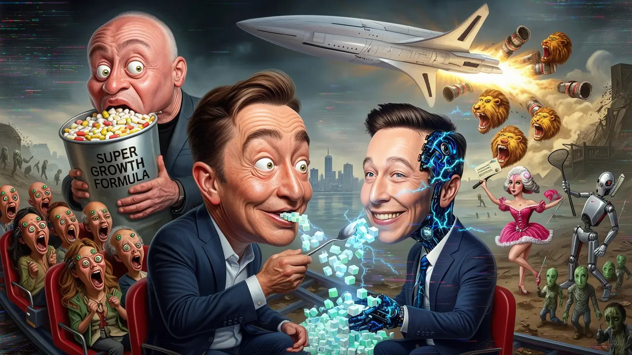 Cover art: Cirkus Musk aneb Jak přežít v nejzábavnější simulaci