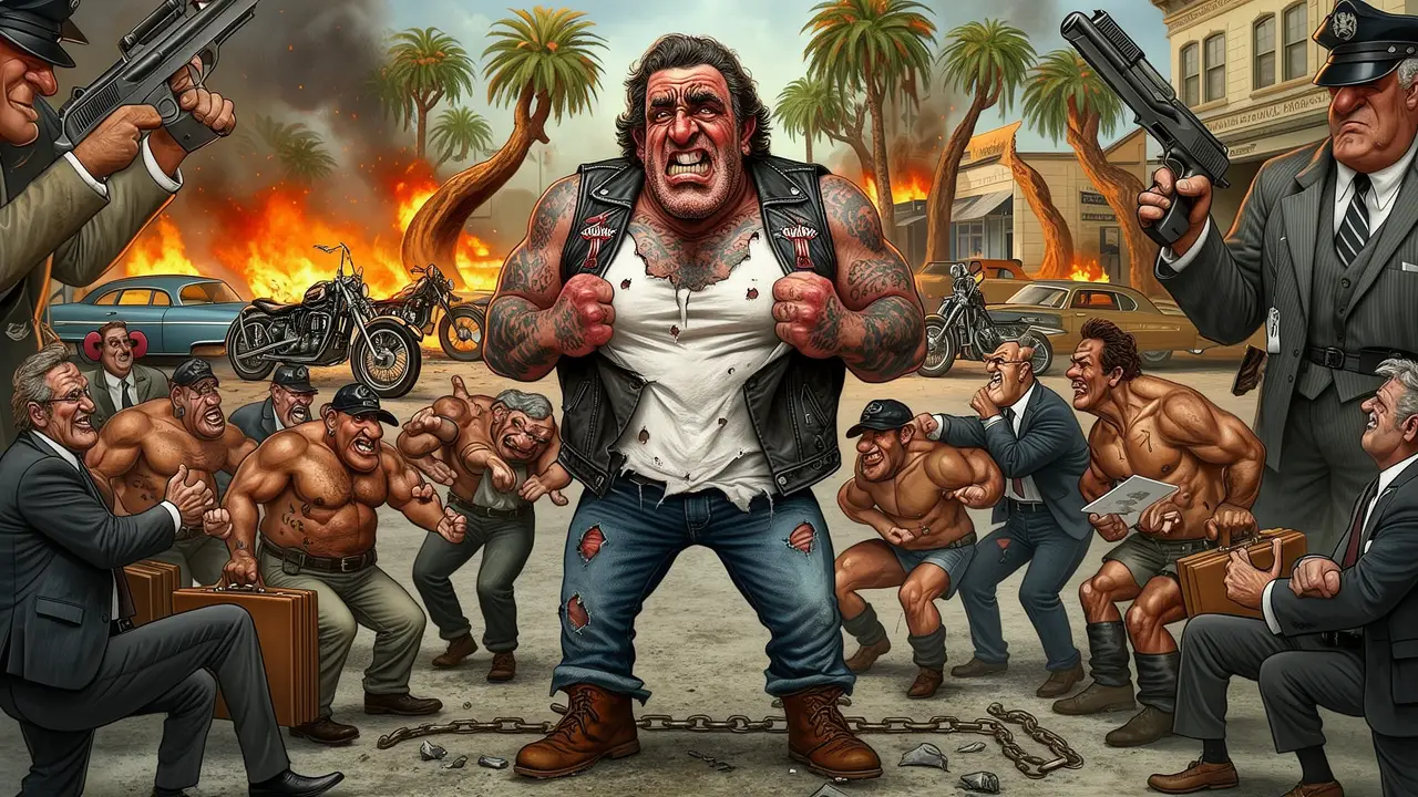 Cover art: George Christie a těžká váha kožené vesty na ramenou