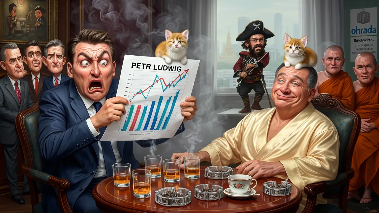 Cover art: Guru marketingu a mnich efektivity v oblaku dýmu