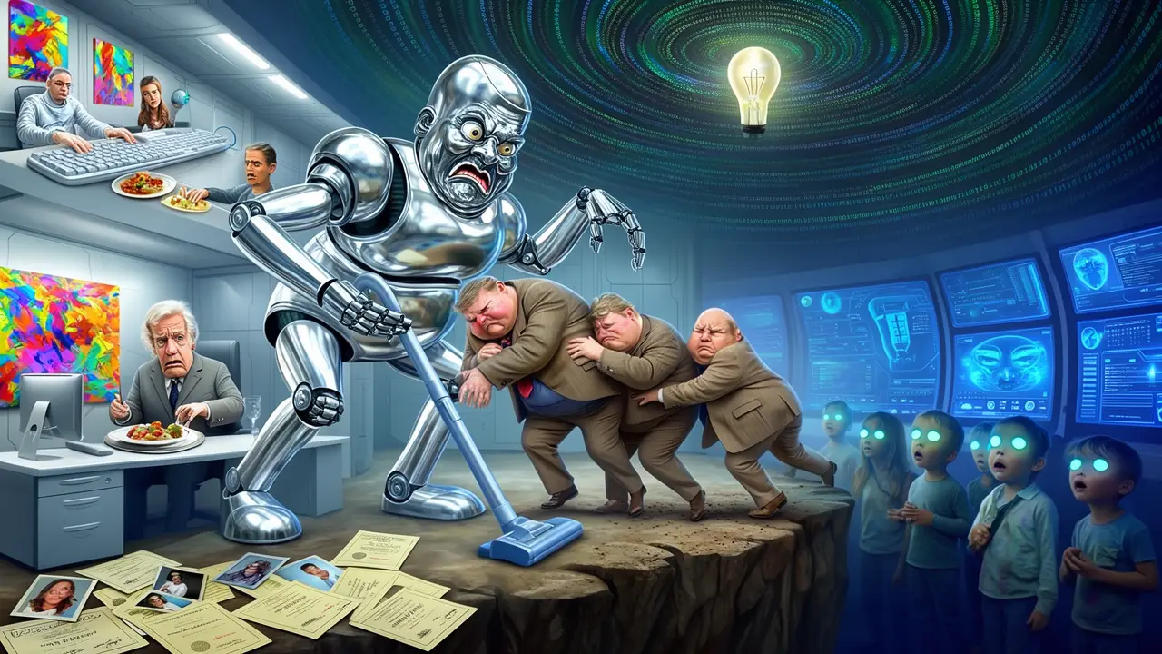 Cover art: Zbyteční lidé ve světě dokonalých strojů